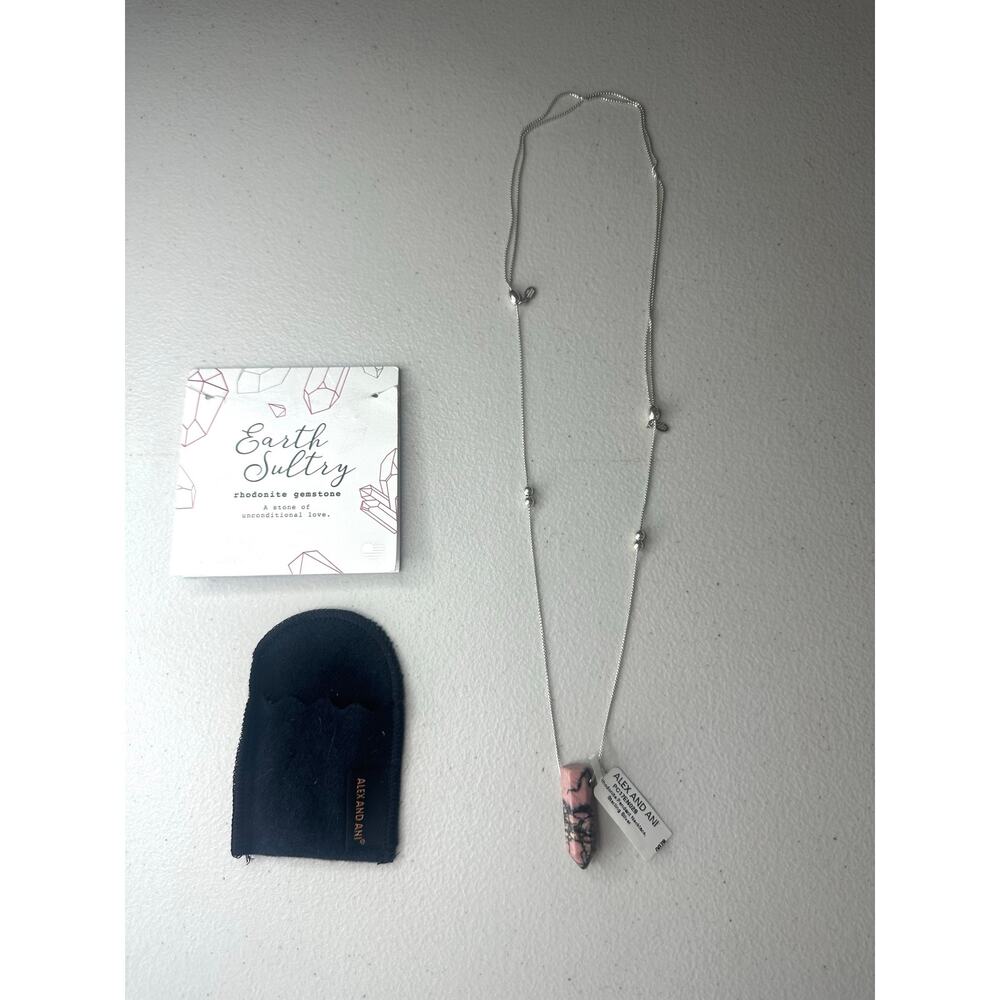 NEW Alex and Ani Earth Sultry Rhodonite Gemstone Necklace Sterling Silver